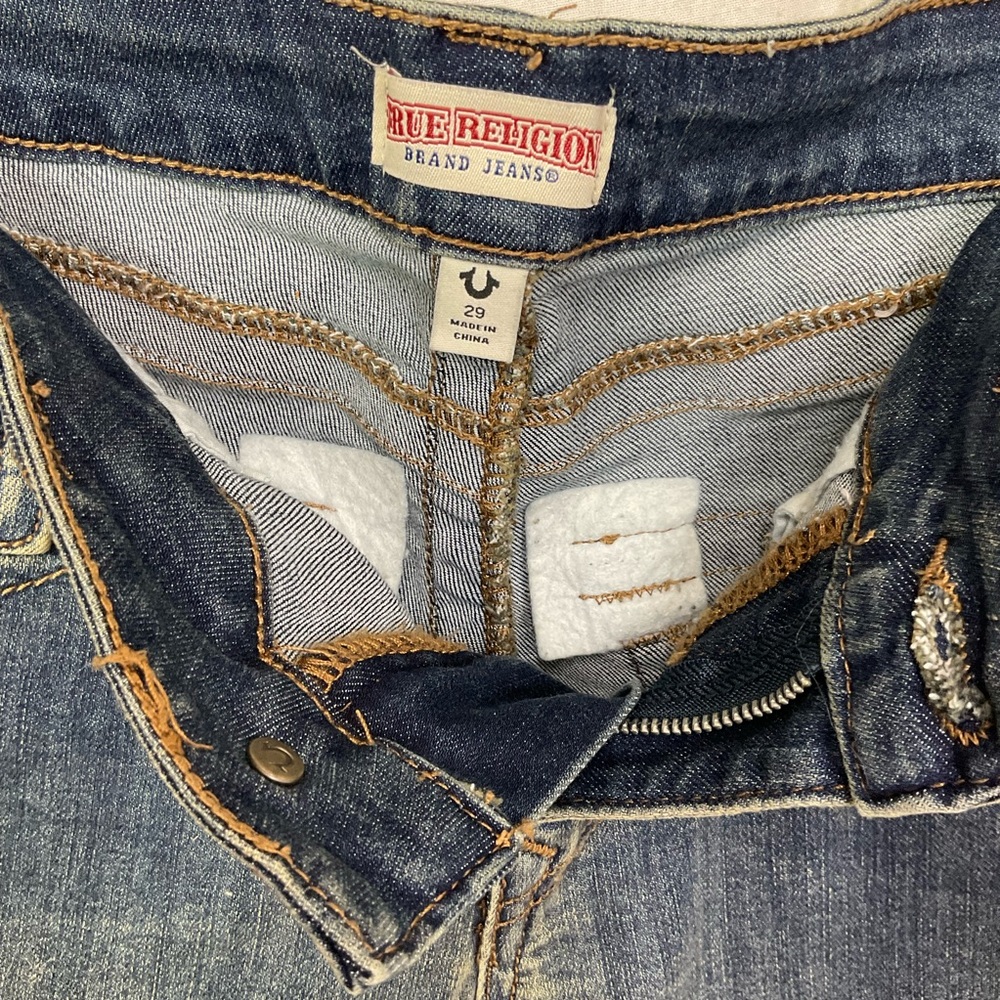 True Religion Medium Vintage Becca Low Rise Cargo Bootcut Denim Jeans Size 29 - Picture 7 of 13
